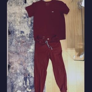 [figs scrubs] Top (M)/Bottom (S) Scrub Set,  Burgundy, Limited Edition
